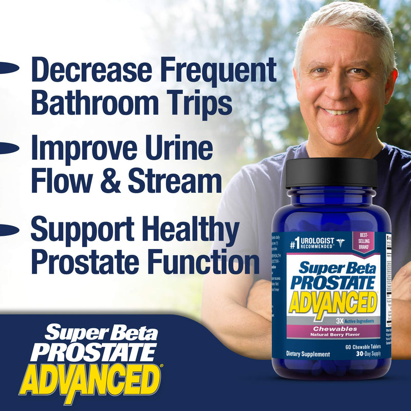 Super Beta Prostate Advanced Chewables - Delicious, Urologist Recommended Prostate Supplement for Men – Reduce Bathroom Trips, Promote Sleep, Support Prostate Health (60 Chews, 1-Bottle) - NewNest Australia