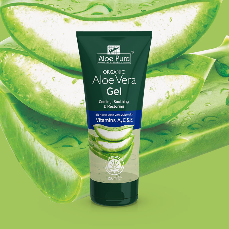 Aloe Pura, Organic Aloe Vera Gel with Vitamin's A, C and E, Natural, Vegan, Cruelty Free, Paraben and SLS Free, Soothing, Restoring, 200 ml With vitamins A,C & E 200 ml (Pack of 1) - NewNest Australia