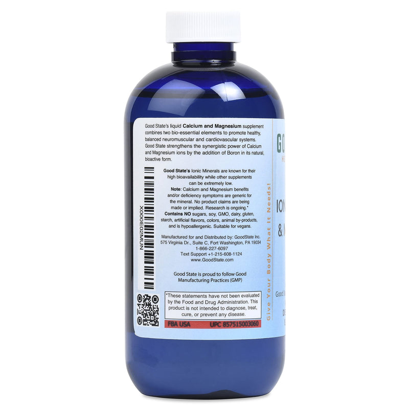 Good State | Ionic Calcium & Magnesium | Natural | Nano Sized Mineral Technology | Professional Grade | Supports Healthy Absorption of Minerals Levels | 48 Servings | 8 Fl oz Bottle - NewNest Australia