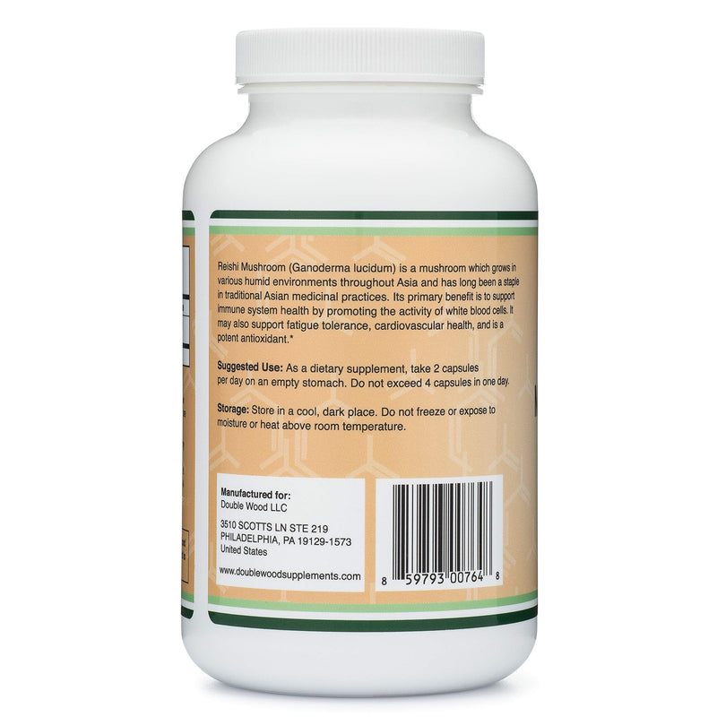 Reishi Mushroom Capsules (4:1 Ganoderma Extract, 1,000mg Reishi Powder Servings) 300 Count, 5 Month Supply, for Immune System Support and Defense by Double Wood Supplements - NewNest Australia
