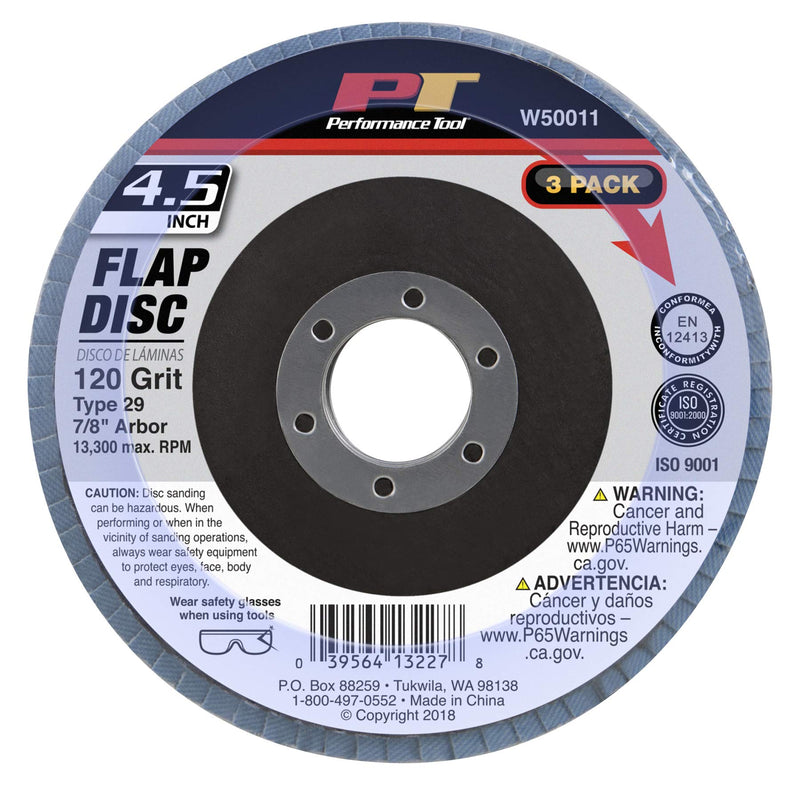 Performance Tool W50011 4.5" 120 grit Flap Disk 3 pack 120 grit Flap Disk (3pc) - NewNest Australia