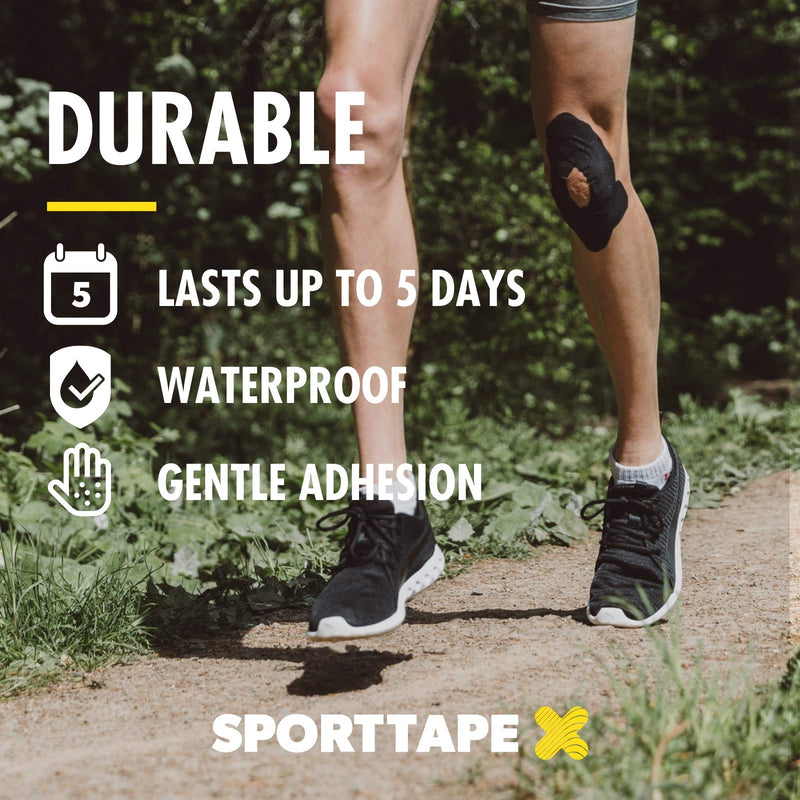 Gentle Adhesion Kinesiology Tape, 5cm x 5m - Black | Hypoallergenic, Water Resistant K Tape | Muscle Tape or Kinetic Tape for Sensitive Skin by SPORTTAPE | Uncut - Single Roll - NewNest Australia