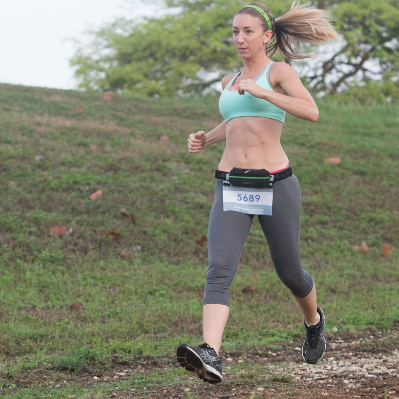 Fitletic Neo Race Belt | Unique No Bounce Design for Marathon, Triathlon, Trail, 5k, 10k | Single Pounch N01R Neo Purple & Black - NewNest Australia