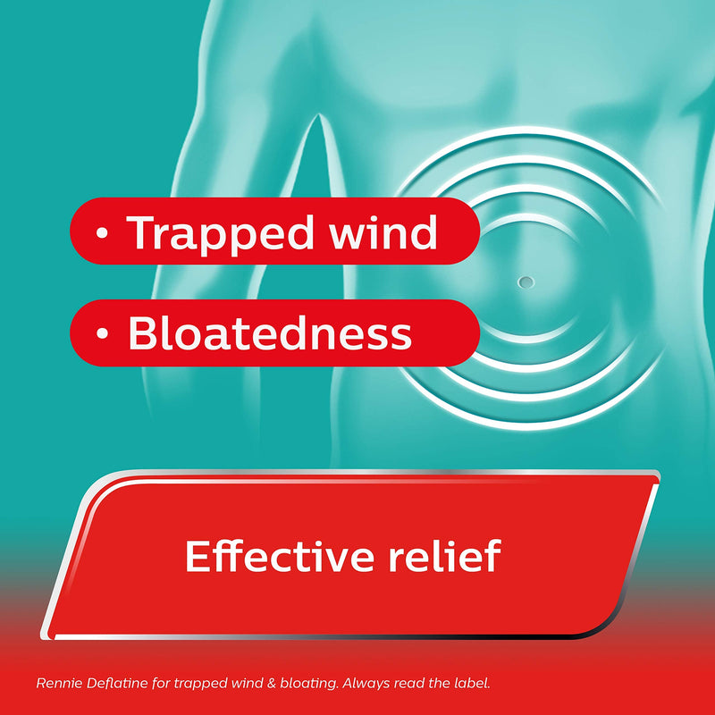 Rennie Deflatine, Trapped Wind and Bloating Tablets, Fast and Effective Heartburn Relief and Indigestion Relief, Sugar Free Mint, 1 Pack of 36 Tablets 36 Count (Pack of 1) - NewNest Australia