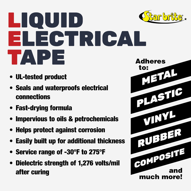 STAR BRITE Liquid Electrical Tape - 4 FL Oz Can With Applicator Brush Cap - Protective, Airtight, Waterproof, Flexible, Dielectric Coating - Indoor & Outdoor Use Black 4 Oz - NewNest Australia