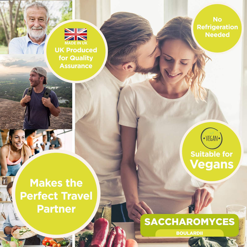 Natures Zest High Strength Saccharomyces Boulardii 20 Billion CFU with Prebiotics 120 Capsules Friendly Bacteria Probiotic Yeast Supplement, Vegan & Gluten Free, up to 4 Month’s Supply - NewNest Australia