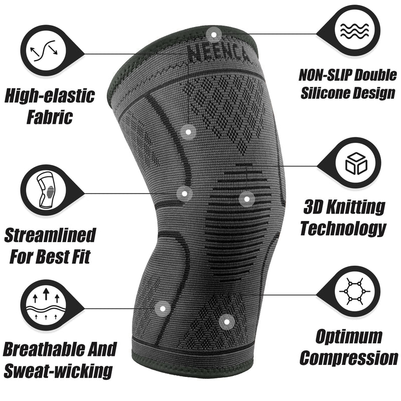 Neenca 2 Pack Knee Support, Compressed Knee Support For Men Women, Knee Pads For Running, Arthritis, Acl, Joint Pain Relief, Meniscus Tear, Knee Pain Recovery, Sports - Pair Packaging - NewNest Australia