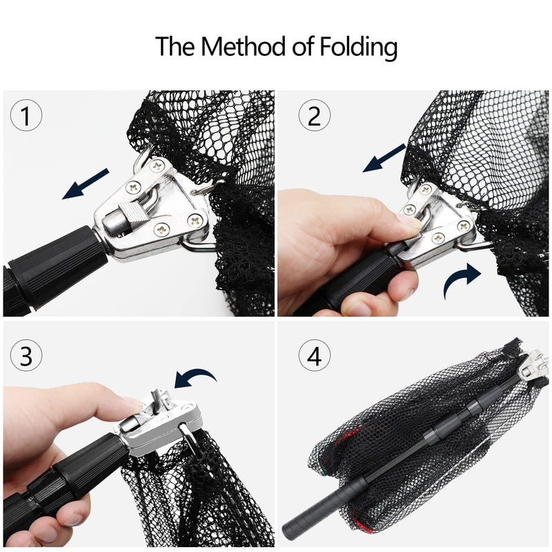 SAN LIKE Fishing Net Fish Landing Nets Collapsible Telescopic Sturdy Pole Handle for Saltwater Freshwater Extending to 36/43/71/98inches 49inch-Black - NewNest Australia