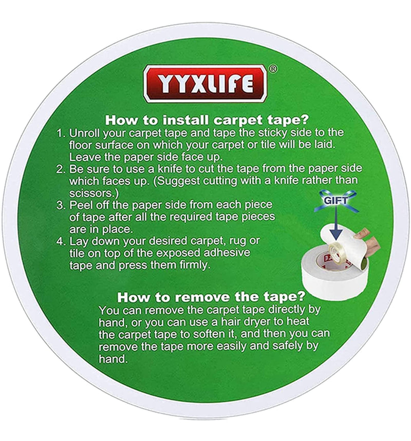YYXLIFE Double Sided Carpet Tape for Area Rugs Carpet Adhesive Removable Multi-Purpose Rug Tape Cloth for Hardwood Floors, Outdoor Rugs, Carpets Heavy Duty Sticky Tape, 2 Inch x 10 Yards, White - NewNest Australia
