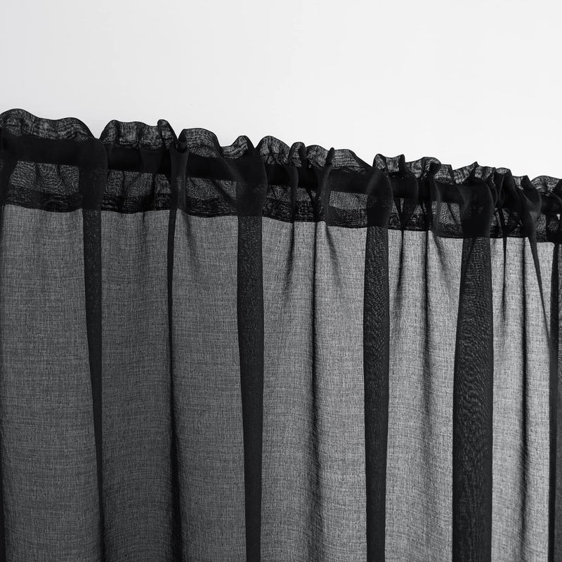Black Curtains 48 Inch Length for Bedroom 2 Panels Set,Rod Pocket Lace Sheer Small Window Curtains for Living Room Kitchen Bathroom Short Coverings 36x48 Inches Long 36"x48" Black - NewNest Australia