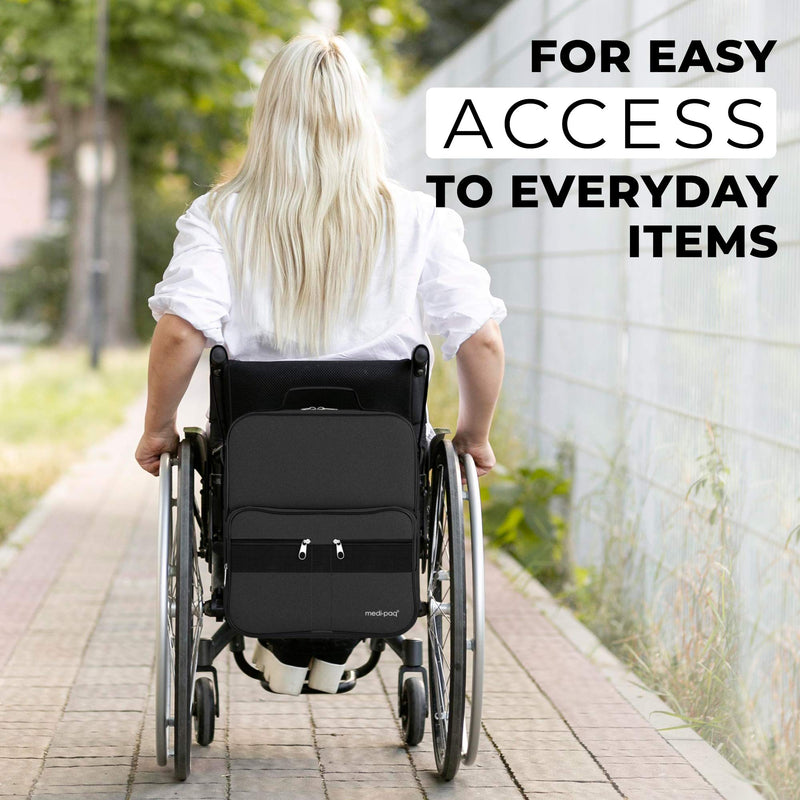 iMedic Deluxe Wheelchair Bag - Wheelchair Backpack – Wheelchair Bags for Back of Chair - Electric Wheelchair Accessories - Wheelchair Storage - Wheelchair & Mobility Scooter Bags & Baskets - Black - NewNest Australia
