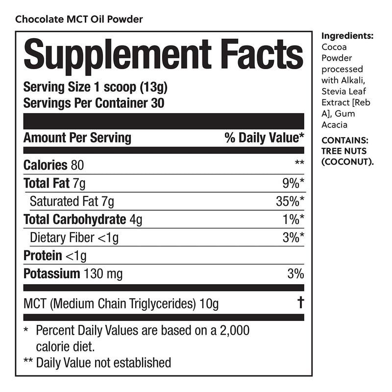 Perfect Keto MCT Oil C8 Powder, Coconut Medium Chain Triglycerides for Pure Clean Energy, Ketogenic Non Dairy Coffee Creamer, Bulk Supplement, Helps Boost Ketones, Chocolate - NewNest Australia