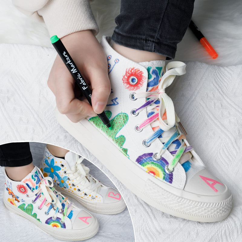 Fabric Markers, Permanent for Clothes, Shoes, Canvas Bags, Baby Bibs, Onesies, 24 Colors Fabric Paint Pens, Permanent, No Bleed and Washable - NewNest Australia