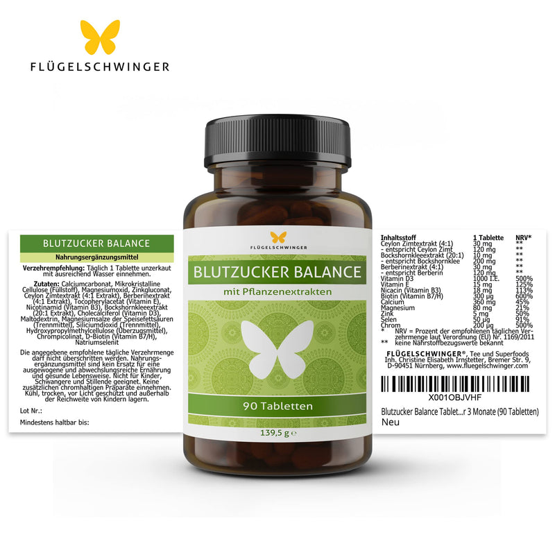90 Blood Sugar Balance Tablets For 3 Months With Plant Extracts From High-Quality Ceylon Cinnamon, Fenugreek, Berberine, Chrome Picolinate, Vitamins And Minerals (90 Tablets) - NewNest Australia