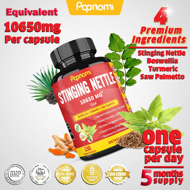 Stinging Nettle Root Extract Capsules Equivalent to 10650MG, Highest Potency Plus Complex, 5 Months Supply | Prostate Health Supplements for Men| Promotes Urinary Tract Health, Blood Pressure Support - NewNest Australia