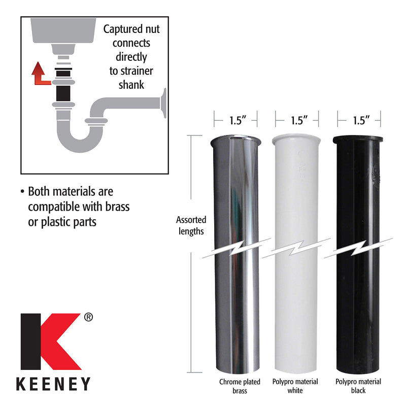 Keeney 10-12WK 1-1/2-Inch by 12-Inch Sink Tailpiece, White - NewNest Australia