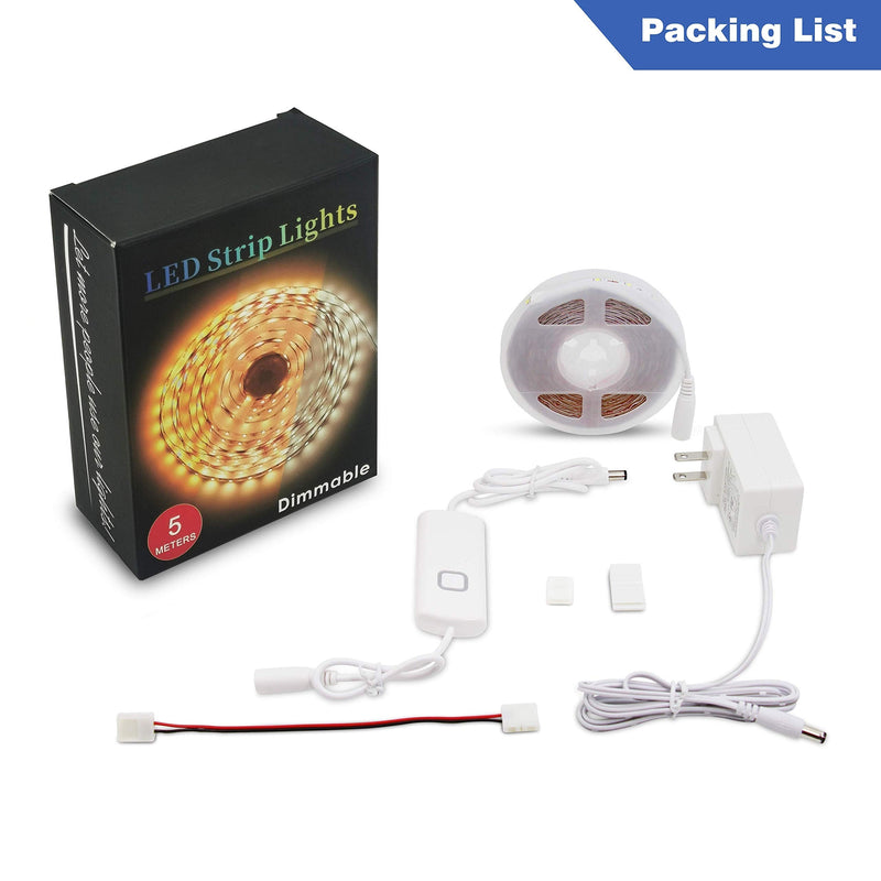 MYPLUS Under Cabinet Led Lighting, 16.4ft LED Strip Lights Kit with Dimmer Control for Kitchen, Cabinet, Shelf, Counter, Bedroom and Décor, Warm White 3000K, 1050LM Warm White/3000k 16.4FT/5M - NewNest Australia