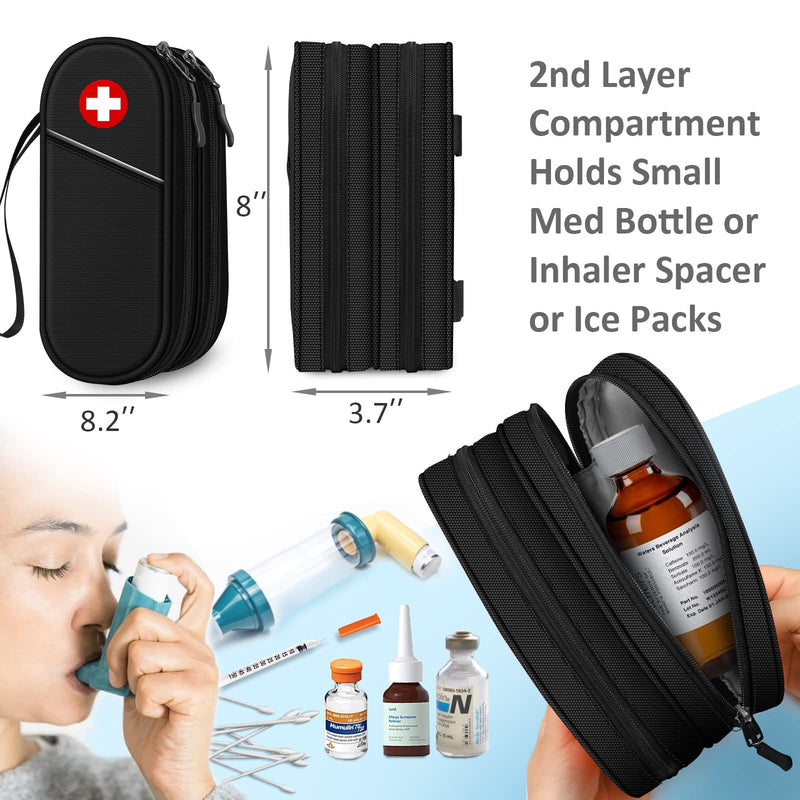 Sithon Epipen Medical Carry Bag, Portable Double Layer Emergency Bag, Insulated Medicine Bag Organizer For 2 Epipens, Asthma Inhaler, Anti-Histamine, Auvi-Q, Allergy Medicine Essentials - NewNest Australia