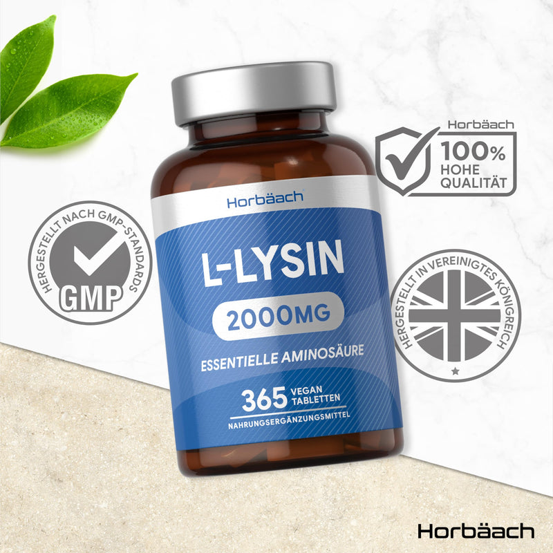 L Lysine tablets high dose 2000 mg | 365 vegan tablets | Lysine Essential Amino Acids | by Horbaach - NewNest Australia