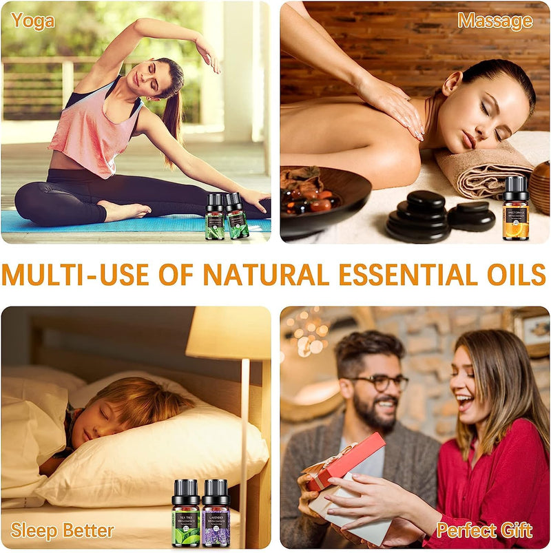 Aeshory Essential Oils Set For Diffuser 6 X 10 Ml, 100% Natural Aromatherapy Fragrance Oil, Aroma Oil Gift Set For Soap, Candles, Humidifier, Spa - Lavender, Mint, Tea Tree, Sweet Orange, Eucalyptus - NewNest Australia
