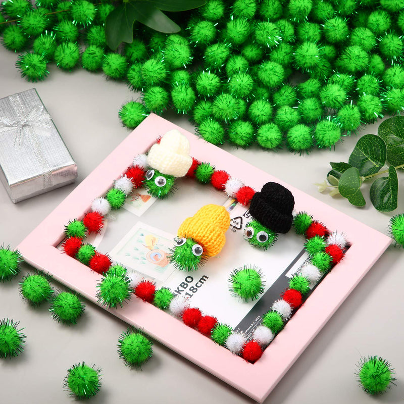 1000 Pieces Glitter Pom Poms 0.6 Inch Fuzzy Pompoms Arts and Crafts Balls for Hobby Supplies and Craft DIY Material (Fruit Green) Fruit Green - NewNest Australia