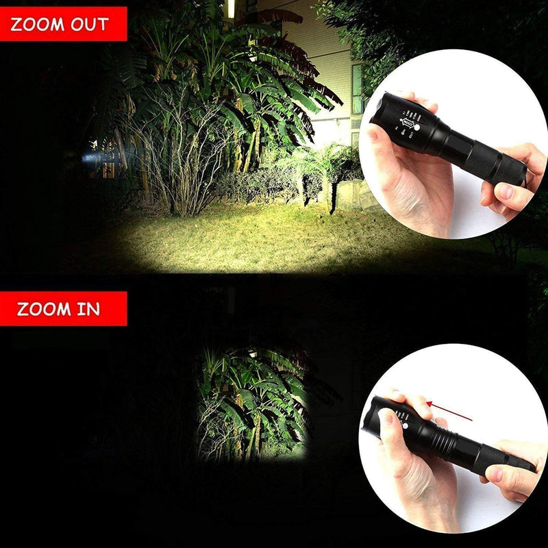 Whaply Tactical Led Flashlights Portable Waterproof Zoomable Flashlight Outdoor Super Bright High Lumen XML T6 LED Light with 5 Light Mode Flashlight Pack of 2 - NewNest Australia