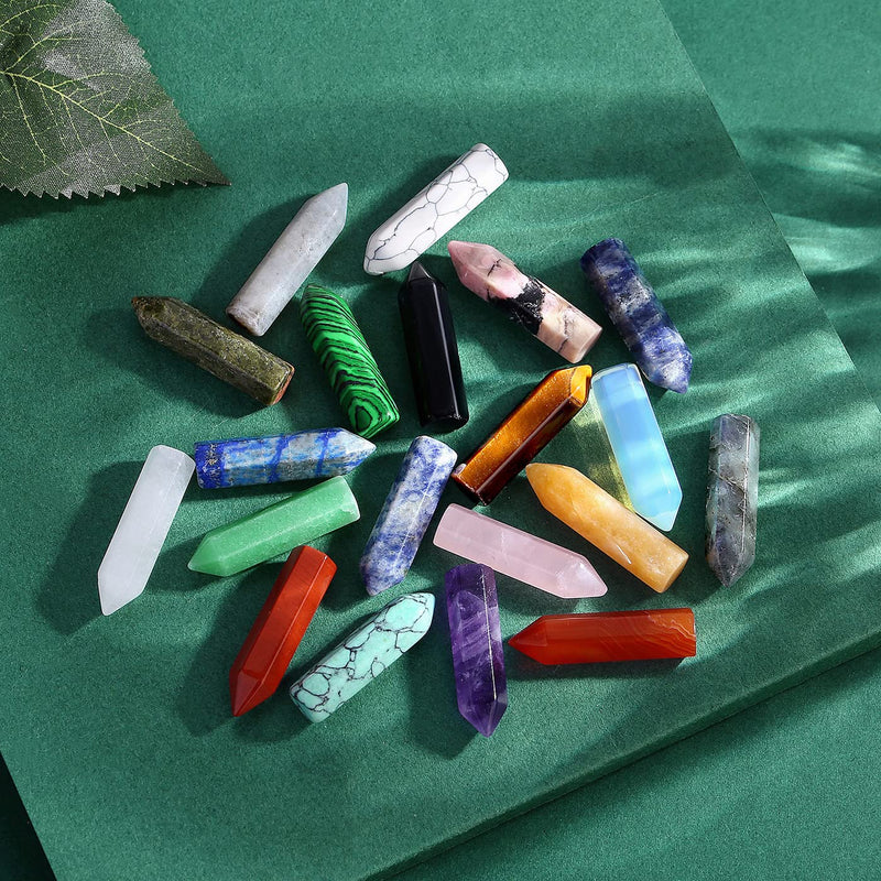 XIANNVXI 20 Pcs Healing Crystals Stones Set Crystal Wand Bulk Chakra Gemstones Hexagonal Pointed Palm Reiki Crystal Stones for Energy Meditation Balancing Therapy Multicolour-20 - NewNest Australia