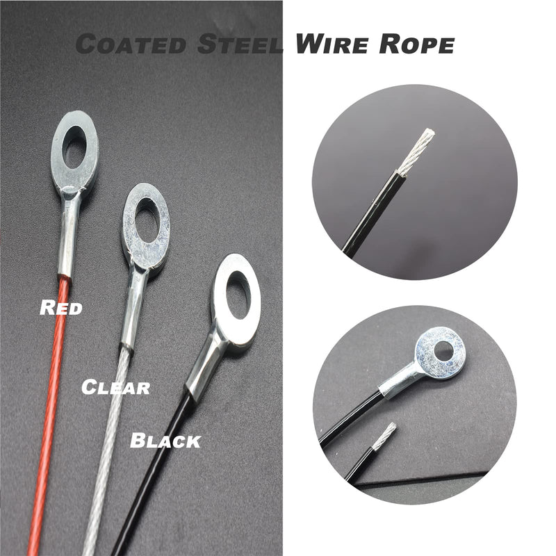 Bytiyar 10 pcs 10 inch (25cm) 3mm Thickness Galvanized Steel Wire Cable Eyelets Ended Short Rope Lanyard Safety Tether Chain Lock with Vinyl Coated Cover Clear 10in/25cm Clear_10pcs - NewNest Australia
