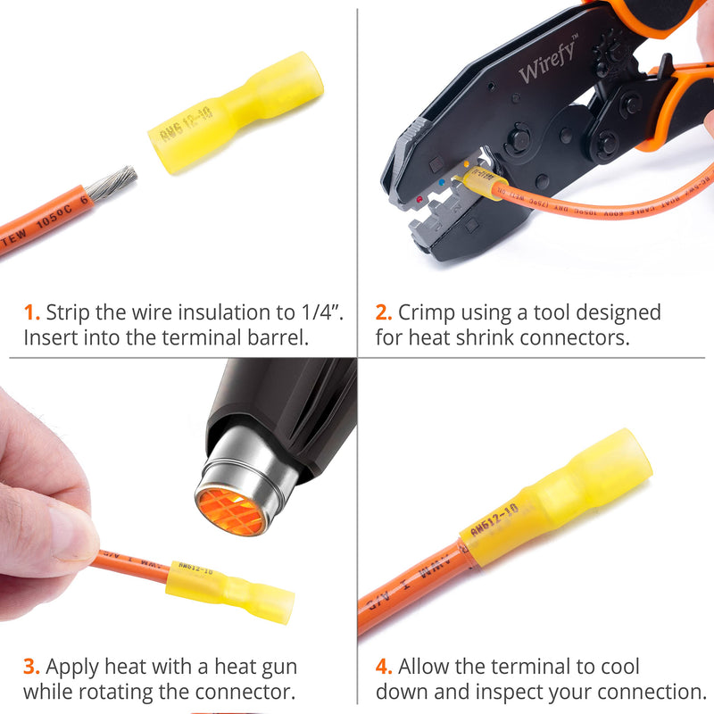 90 PCS Wirefy Female Spade Connectors - Heat Shrink Spade Connector Kit - Quick Disconnect Wire Connectors - Electrical Spade Terminals - Yellow 12-10 Gauge - NewNest Australia