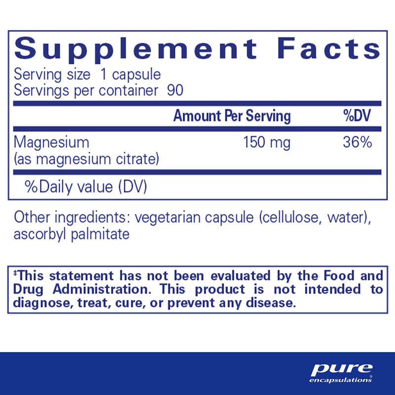 Pure Encapsulations Magnesium (Citrate) | Supplement for Sleep, Heart Health, Muscles, and Metabolism* | 90 Capsules 90 Count (Pack of 1) - NewNest Australia