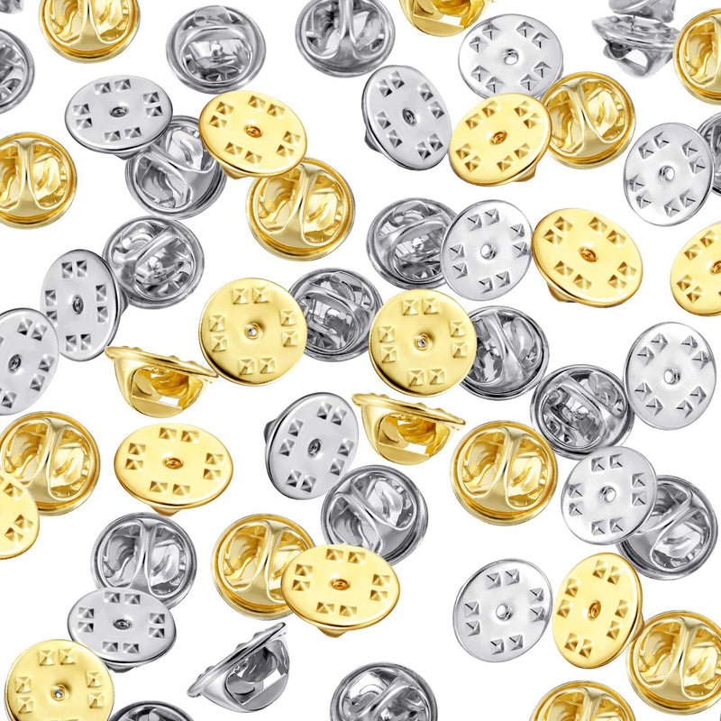 Brass Butterfly Clutch Badge Insignia Clutches Pin Backs Replacement (Gold, Silver, 50 Pieces) - NewNest Australia