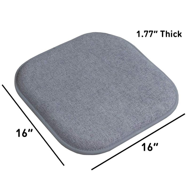 NewNest Australia - Sweet Home Collection Chair Cushion Memory Foam Pads Honeycomb Pattern Slip Non Skid Rubber Back Rounded Square 16" x 16" Seat Cover, 2 Pack, Alexis Blue/Gray 