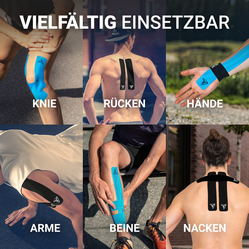 Truetape Kinesiology Tapes Pre-Cut - 40 Stripes Kinesiology Tape (25 Cm X 5 Cm) | Waterproof & Elastic Kinesiology Tape | Particularly High Elasticity I Skin-Friendly Sports Tapes I Blue & Black - NewNest Australia