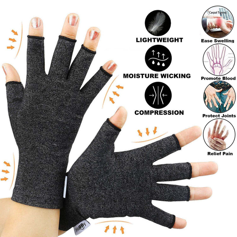 2 Pairs Arthritis Gloves, Compression Gloves for Rheumatoid & Osteoarthritis,Joint Pain Relief, Carpal Tunnel Wrist Support,Computer Typing,Fingerless Gloves for Women (Black, Large) Black Large (Pack of 4) - NewNest Australia