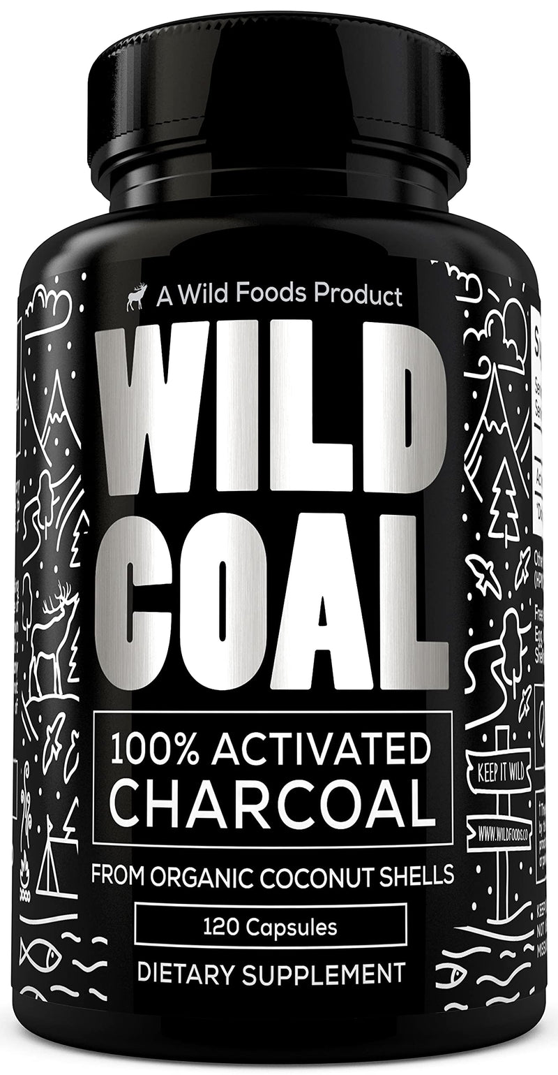 Wild Activated Charcoal Capsules from 100% Organic Coconut Shells - Digestion & Gas Relief, Ease Hangovers and Eating Out - Lab Tested, USA Made, Non-GMO, Premium Purity (120 Capsules) 1 - NewNest Australia