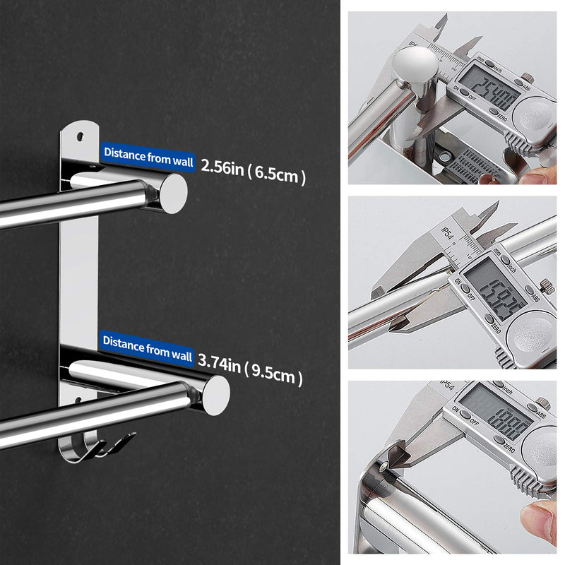 Stretchable 24-30 Inches Towel Bar for Bathroom Kitchen Hand Towel Holder Dish Cloths Hanger SUS304 Stainless Steel RUSTPROOF Wall Mount No Drill Sdjustable (Two BAR) TWO BAR - NewNest Australia