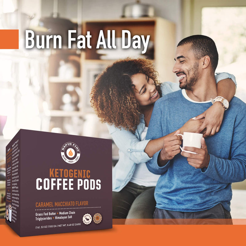 Rapidfire Caramel Macchiato Ketogenic High Performance Keto Coffee Pods, Supports Energy & Metabolism, Weight Loss Diet, Single Serve K Cup, Brown, 16 Count - NewNest Australia