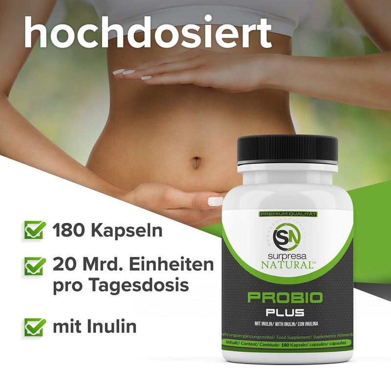 Probio Plus 180 Capsules - 18 Strains Including Bacillus Subtilis (Microbe Of The Year 2023), 20 Billion Cbe Per Day (200 Billion Cfu/G) - With Inulin - Enteric Juice-Resistant Capsules, Vegan - NewNest Australia