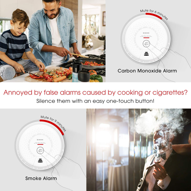 X-Sense 10-Year Battery (Not Hardwired) Combination Smoke and Carbon Monoxide Detector Alarm, Dual Sensor Smoke CO Alarm Complies with UL 217 & UL 2034 Standards, Auto-Check, SC03 1-Pack - NewNest Australia