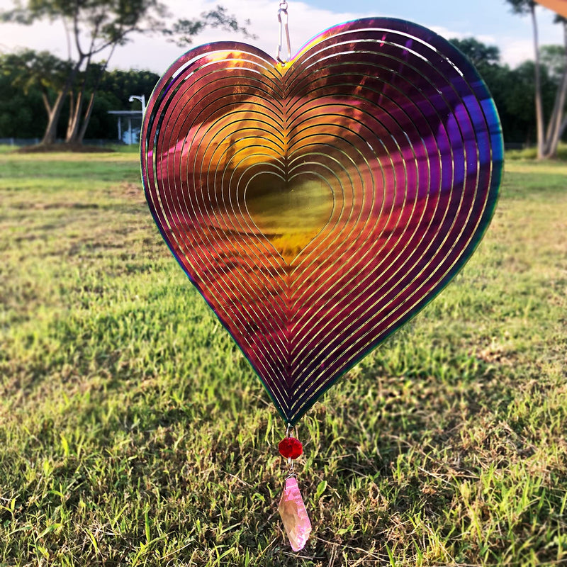 Dinoneyi Wind Spinner Outdoor Metal 3D Wind Spinner Hanging Yard Garden Decor Gifts Stainless Steel Heart Pattern Spinners with 360° Rotating Hook - NewNest Australia
