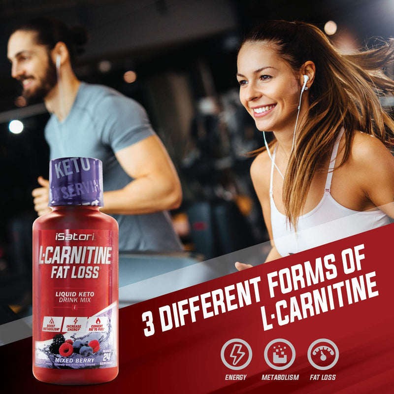 iSatori L-Carnitine Liquid Fat Burner and Metabolism Activator - Fat Loss for Health and Fitness - Keto Friendly Weight Loss - Stimulant Free - Mixed Berry 1500mg (24 Servings) - NewNest Australia