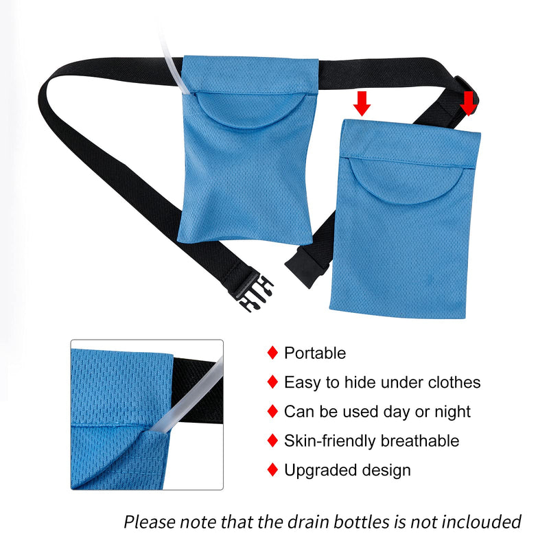 SUCONBE Adjustable Mastectomy Drain Drainage Pouch with Shower Bag for Breast Surgery Mastectomy Breast Reduction Augmentation Post-Surgery Recovery Support Patient Care Kit (Blue) - NewNest Australia