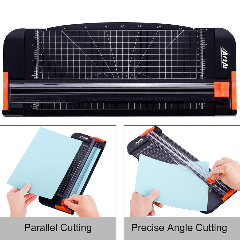 ArtAt A4 Paper Cutter Guillotine:12 Inch Straight Cutting Paper Trimmer Scrapbooking Tool with Automatic Security Blades for Cut Craft Paper Card Coupon Vinyl Label and Photo Side Ruler Guillotine - NewNest Australia