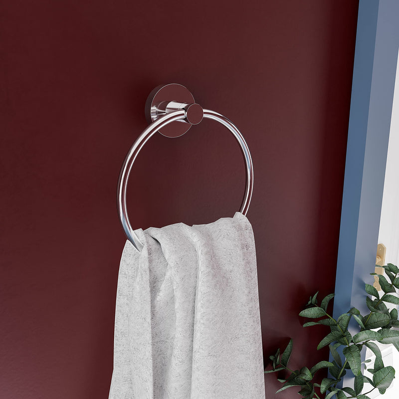 Fixsen Towel Ring Hand Towel Ring Towel Ring Holder Chrome Zinc Alloy and Stainless Steel 1pc Simple Round for Kitchen and Bathroom Wall Mount Towel Racks Heavy Duty Storage - NewNest Australia