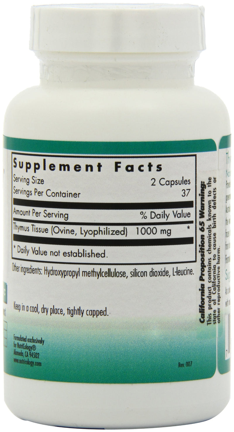 NutriCology Thymus - Natural Glandular, Immune Support - 75 Vegicaps - NewNest Australia