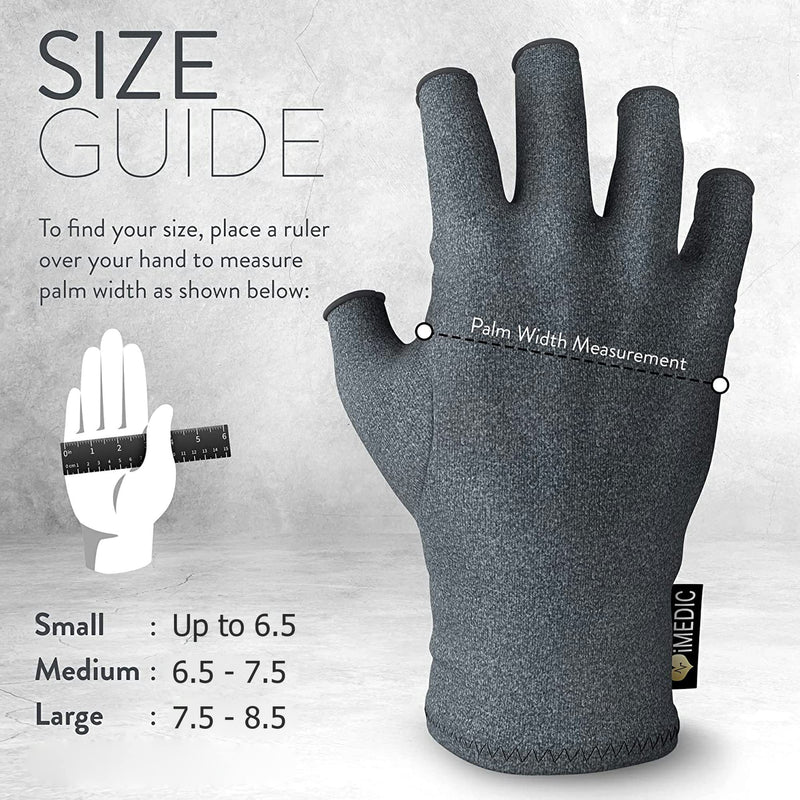 iMedic Arthritis Gloves for Women & Men - 1 Pair of Small Grey Compression Gloves for Arthritis Pain Relief - Fingerless Gloves for Women & Men - Arthritis Gloves for Men & Women - NewNest Australia