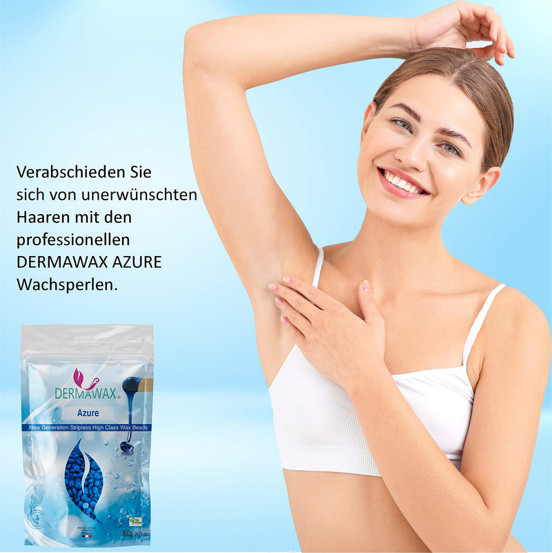 Dermawax Professional Waxing Beads Wax Beads Wax For Hair Removal Brazilian Waxing Intimate Bikini Zone Armpits Back Hair Removal Without Fleece Strips Vegan Hair Removal Wax Beads 800 G (Azure) - NewNest Australia