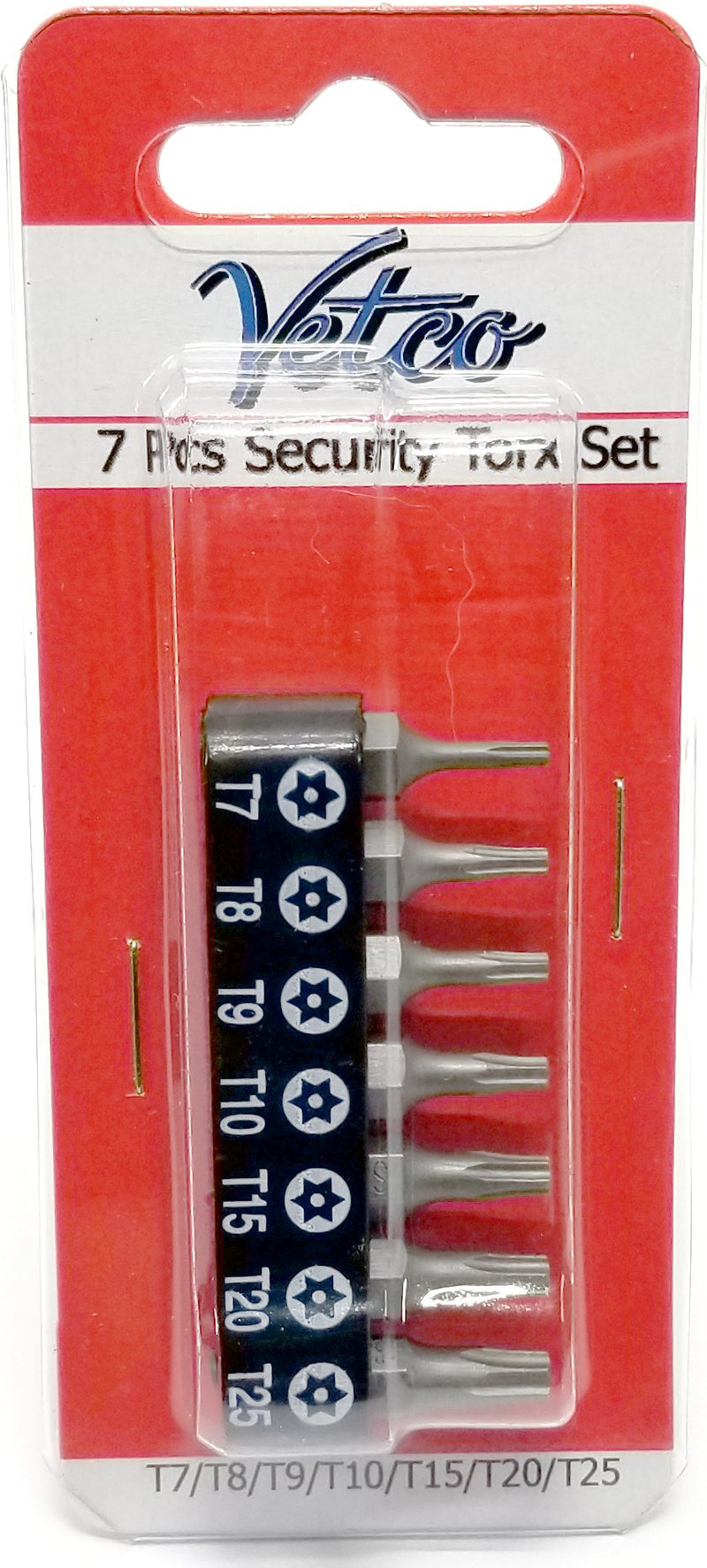 VETCO 7-Piece Security Torx Bit Set T-7, T-8, T-9, T-10, T15, T20 - NewNest Australia