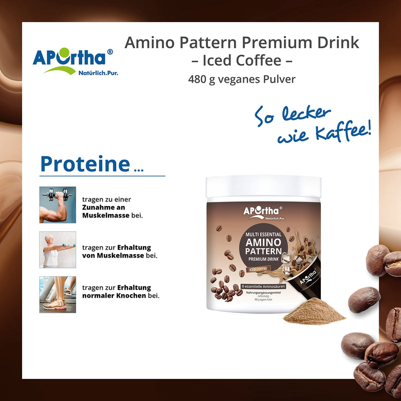 Aportha Multi Essential Amino Pattern Premium Drink 480 G Iced Coffee With Real Coffee With 8 Essential Amino Acids According To Prof. Dr. Luc√† Moretti For Optimized Protein Supply Amino Acids - NewNest Australia