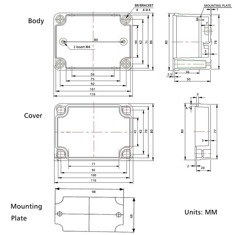 QILIPSU Junction Box with Mounting Plate 110x80x70mm, ABS Plastic DIY Electrical Project Case IP67 Waterproof Dustproof Enclosure Grey (4.3"x3.1"x2.8") 4.3"x3.1"x2.8" - NewNest Australia